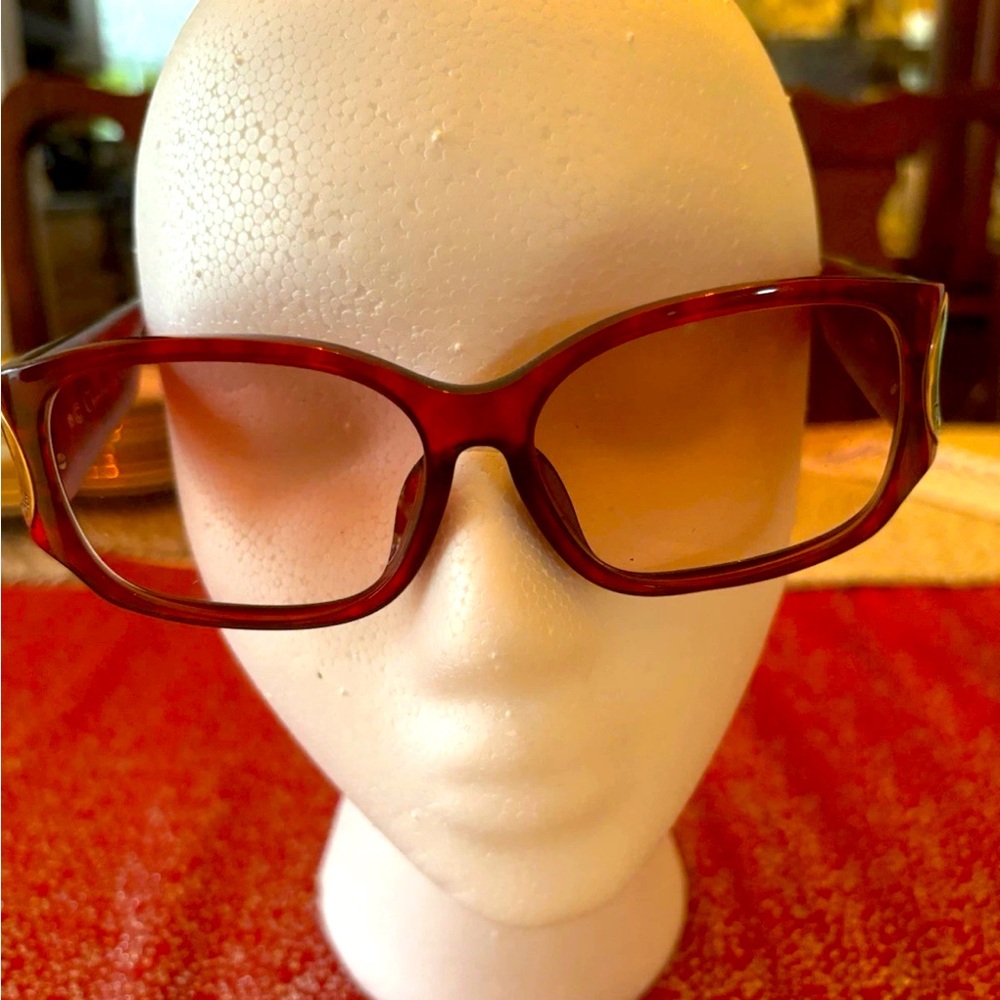 Christian Dior Red Tortoise Shell Elegant Brown Tinted Sunglasses